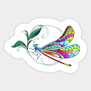 Mosaic dragonfly in circle Sticker